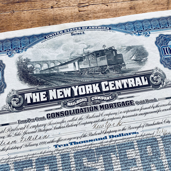 The New York Central Share Certificate - 1920s