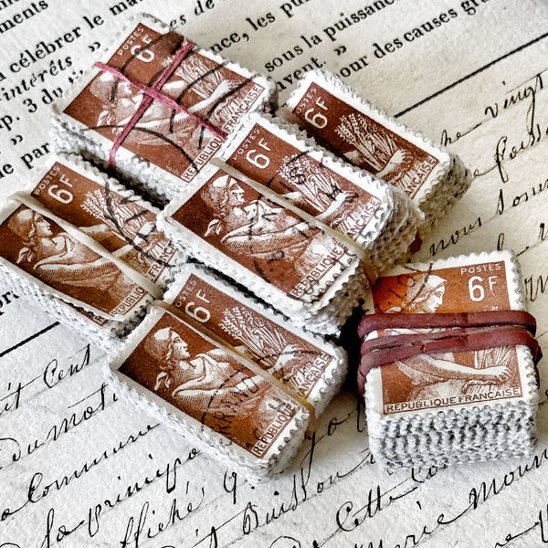 100 Identical French Stamps - BROWN (2803-D7)