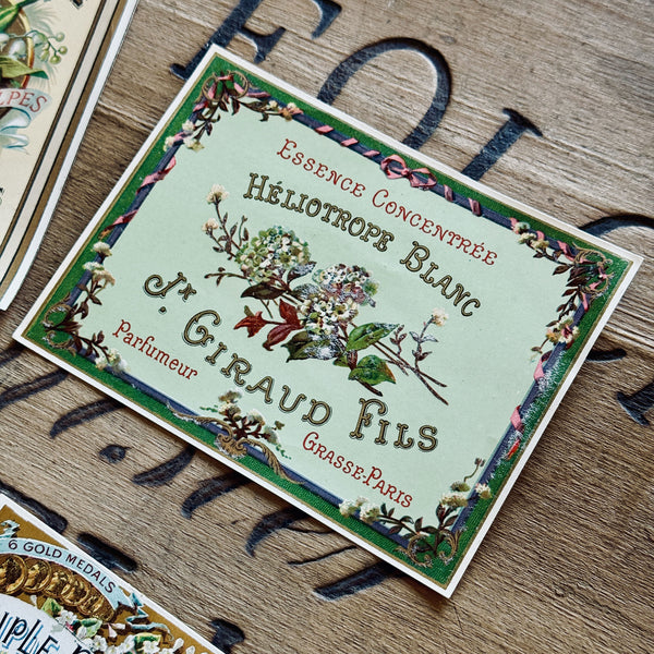 4 Late 1800's GIRAUD French Perfume Labels (0326-G1)