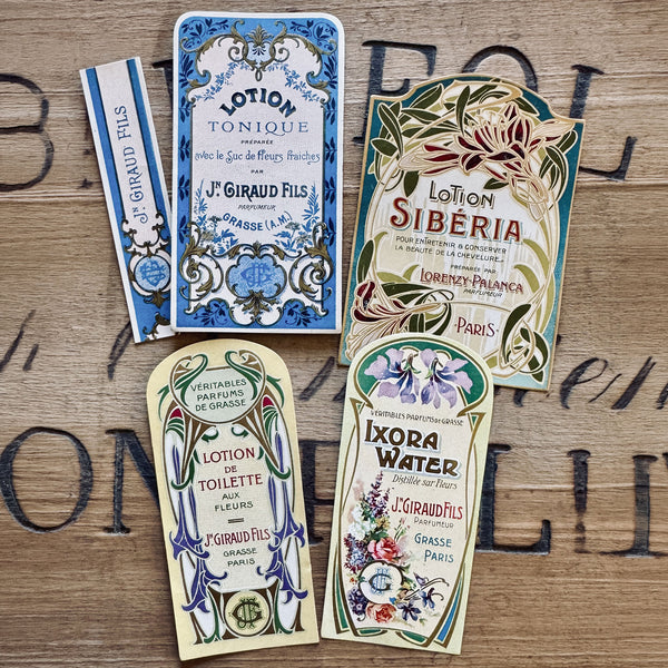 4 Late 1800's GIRAUD French Perfume Labels (0326-G4)