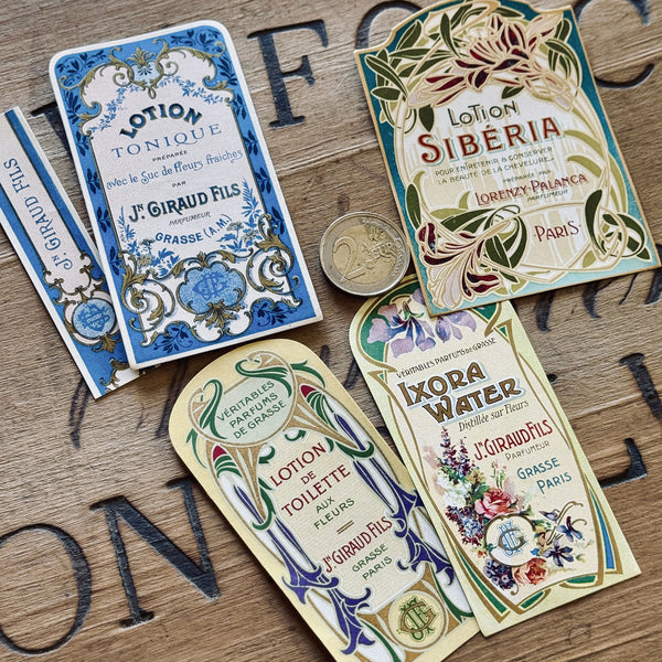 4 Late 1800's GIRAUD French Perfume Labels (0326-G4)