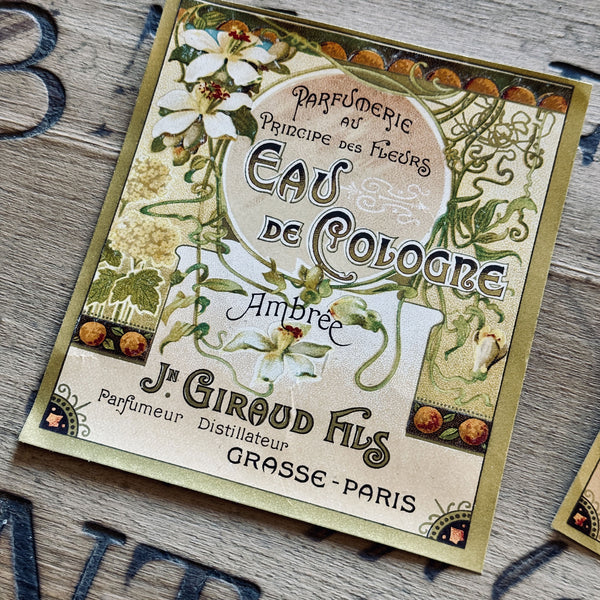4 Late 1800's GIRAUD French Perfume Labels (0326-G6)