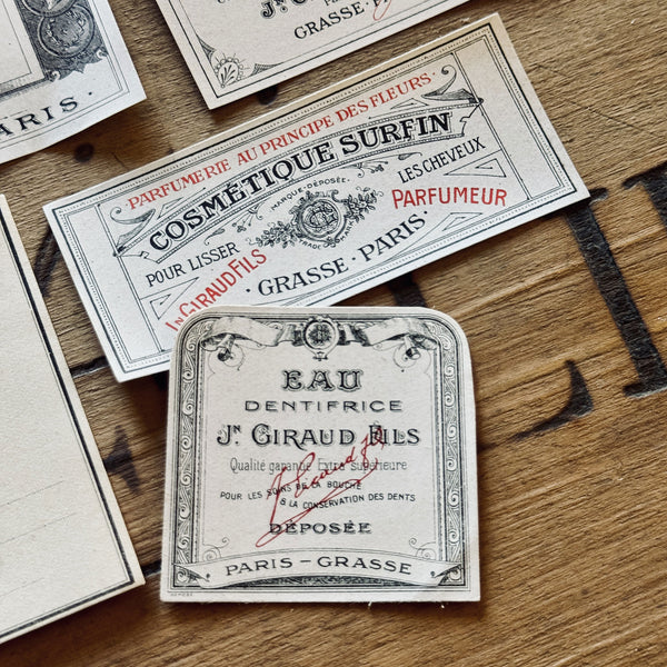 5 Late 1800's GIRAUD French Perfume Labels (0326-G12)