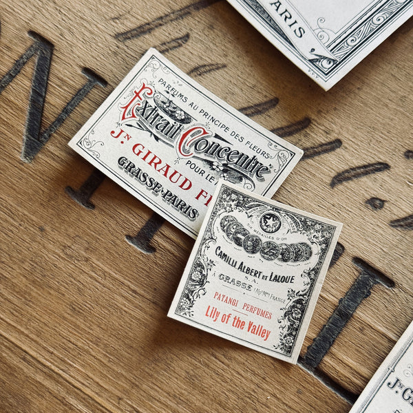 5 Late 1800's GIRAUD French Perfume Labels (0326-G13)