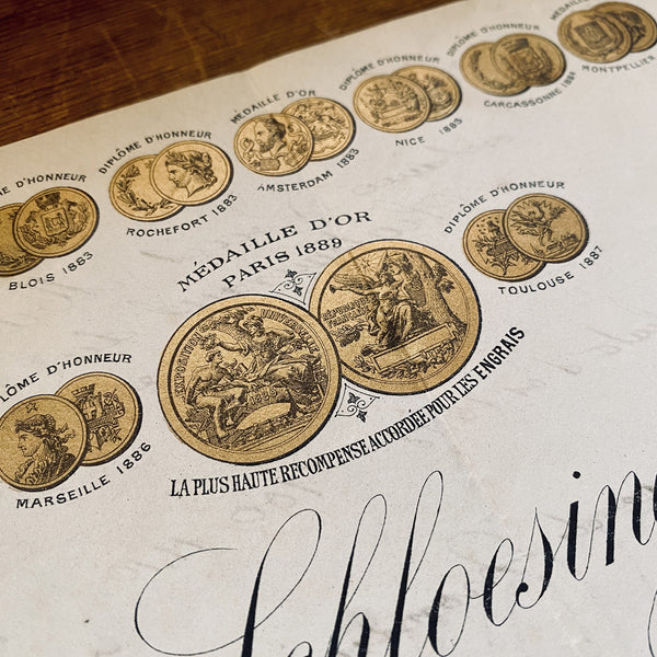 Schloesing Frères letterhead and check