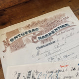 Montussac & Charpentier letterhead and check