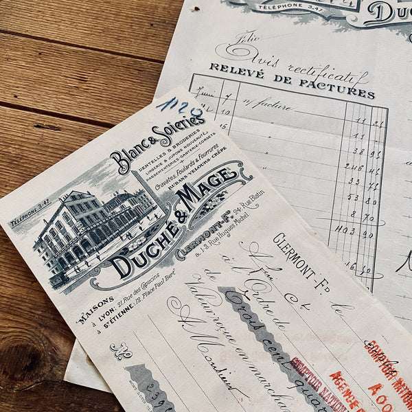 Duché & Mage letterhead and check