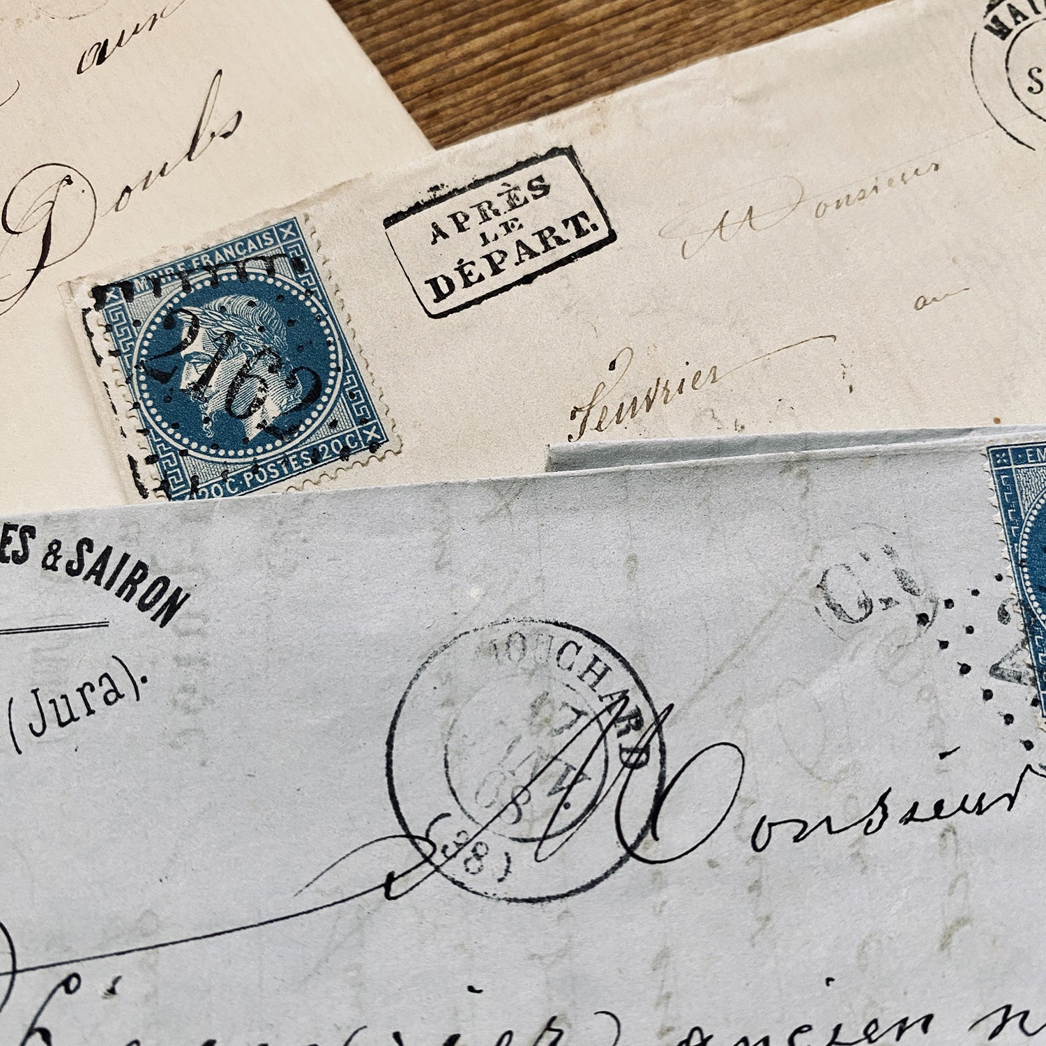 Set of 3 1860's letters with Napoleon stamps (1202-02)