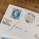 Set of 3 1860's letters with Napoleon stamps (1202-04)
