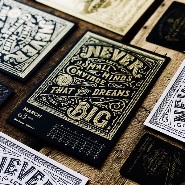 2019 letterpress calendar Artist's proof 03 - hot foil - MR CUP