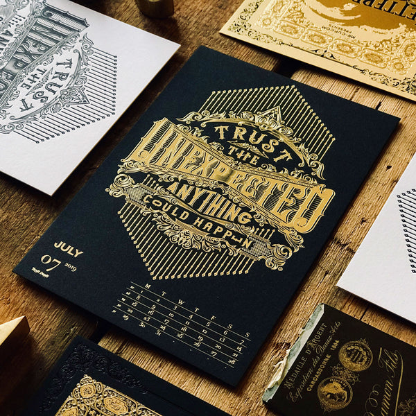 2019 letterpress calendar Artist's proof 07 - hot foil - MR CUP