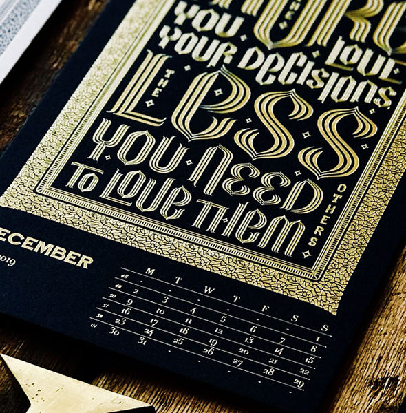 2019 letterpress calendar Artist's proof 12 - hot foil - MR CUP