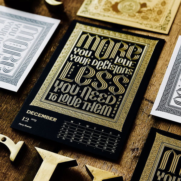 2019 letterpress calendar Artist's proof 12 - hot foil - MR CUP