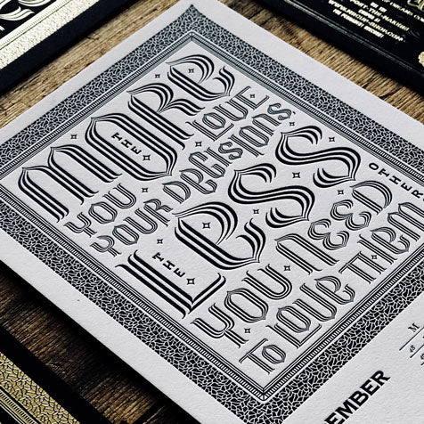 2019 letterpress calendar Artist's proof 12 - MR CUP