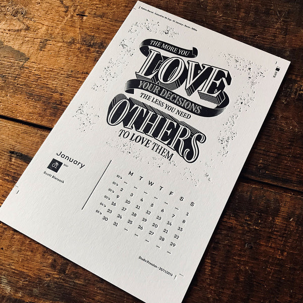 2017 letterpress calendar Artist's proof 01 - MR CUP