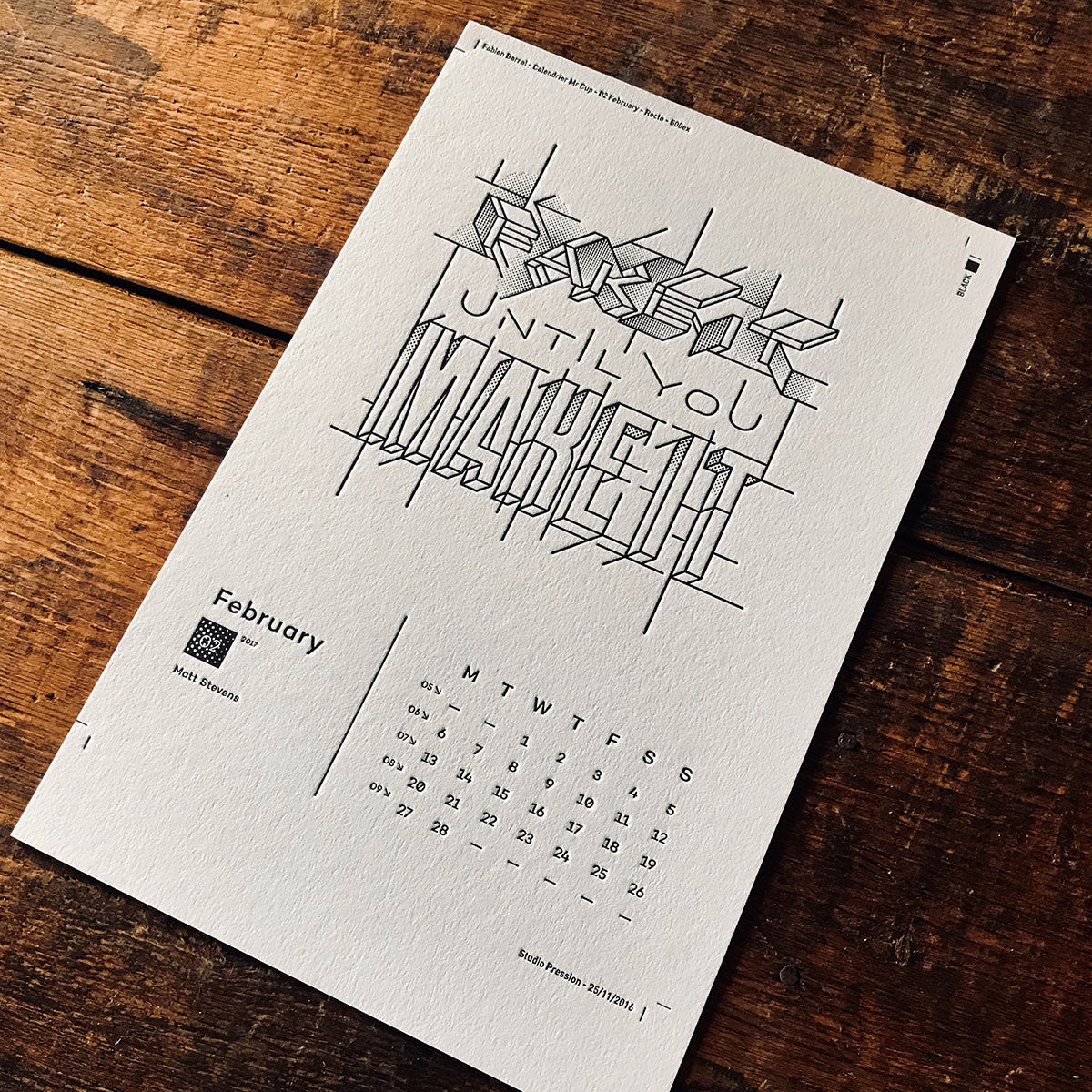 2017 letterpress calendar Artist's proof 02 - MR CUP