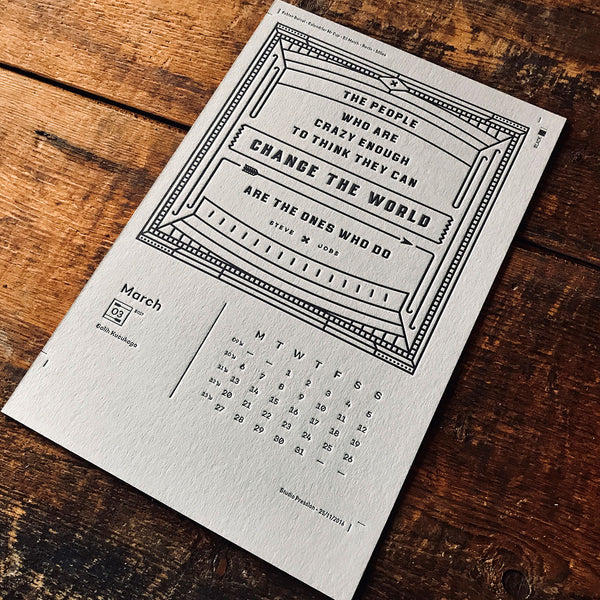 2017 letterpress calendar Artist's proof 03 - MR CUP