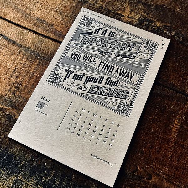 2017 letterpress calendar Artist's proof 05 - MR CUP