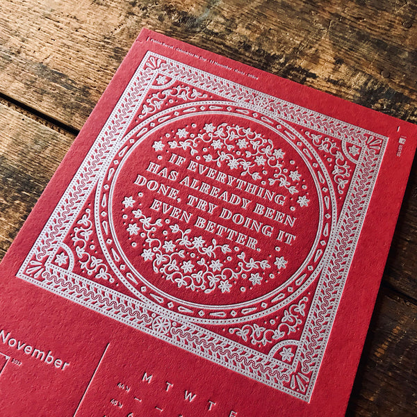 2017 letterpress calendar Artist's proof 11 - MR CUP