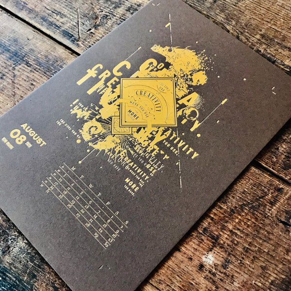 2020 letterpress calendar Artist's proof 08 - hot foil - MR CUP