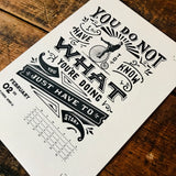 2020 letterpress calendar Artist's proof 02 - MR CUP