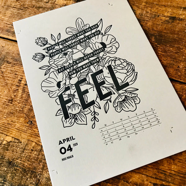 2020 letterpress calendar Artist's proof 04 - MR CUP