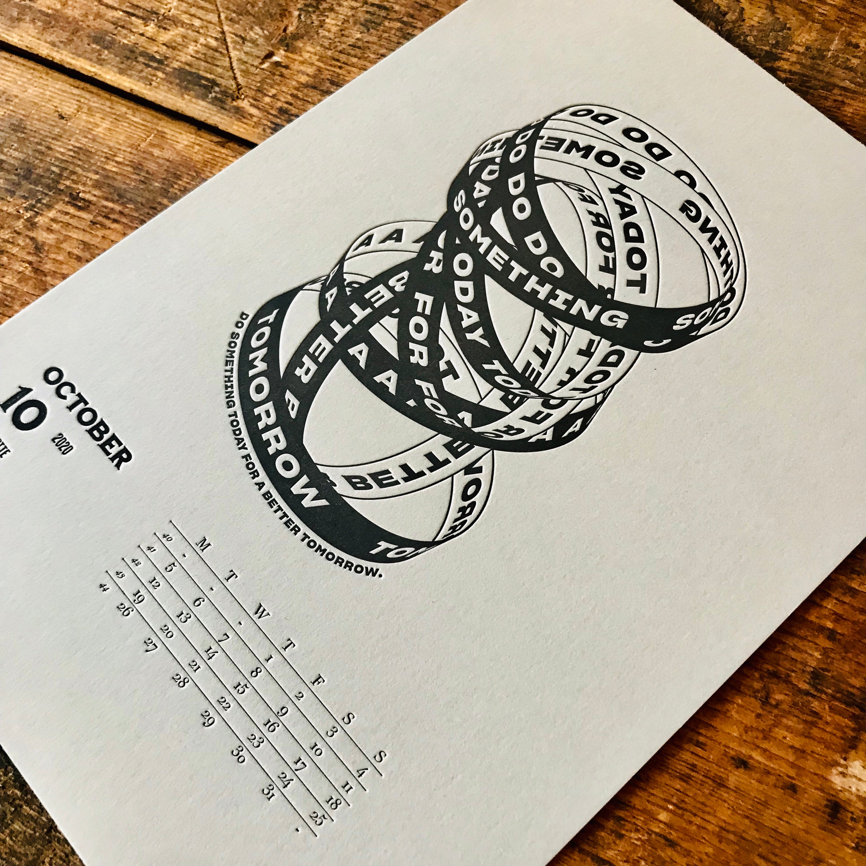 2020 letterpress calendar Artist's proof 10 - MR CUP